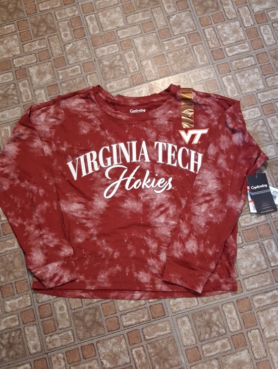 Captivating Tops - Virginia Tech Hokies Tie-Dye Long Sleeve Tee - Maroon